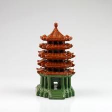 Chinesische Keramik-Pagode quadratisch, Bonsai Garten-Deko (XL)