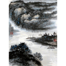 Peng Guo Lan "Fährenüberfahrt", chinesische Malerei
